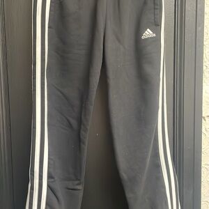 Adidas Kids Black Joggers with White Stripes